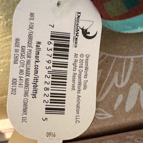 Branch | 2016 Hallmark Itty Bittys "Trolls" Limited Edition 4" Plush - Picture 4 of 5